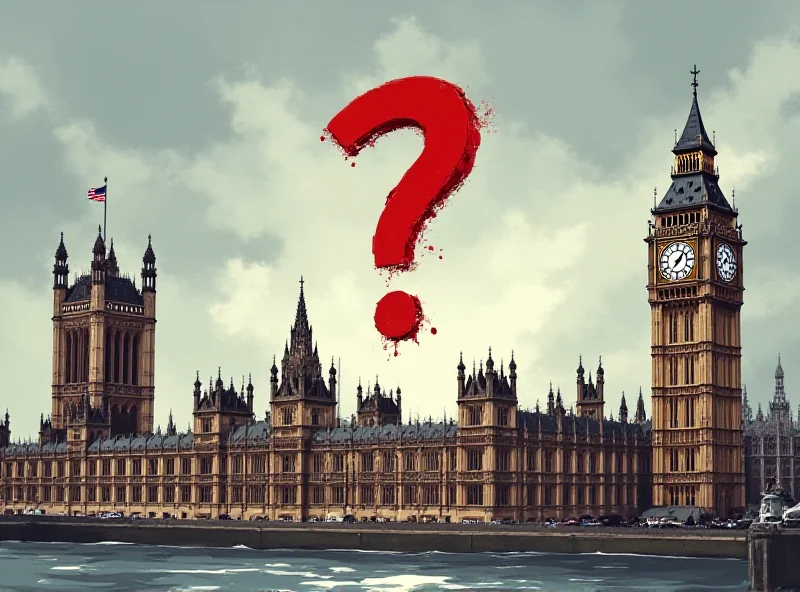 Illustration of a British parliament building with a question mark hovering above it, symbolizing an investigation.