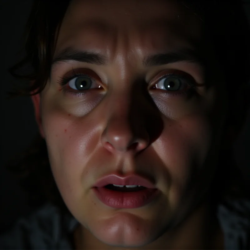 Close up of a person's face in distress.