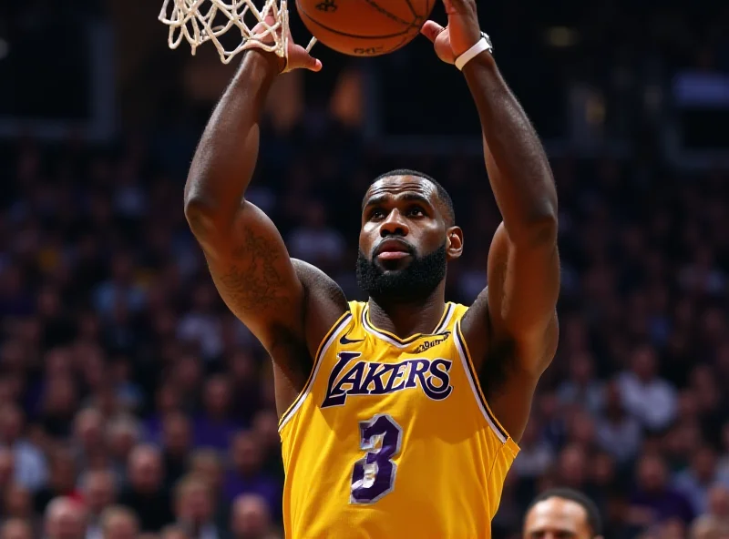 LeBron James celebrating a basket during a game.