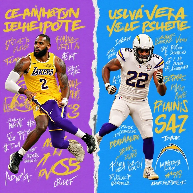 A graphic showing LeBron James and Joey Bosa's names and teams.