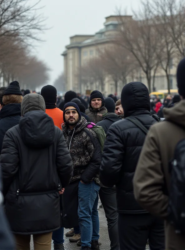 Migrants waiting in line