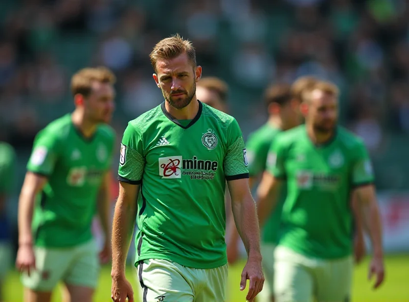 VfL Wolfsburg players looking dejected after conceding a goal during a DFB Cup match.