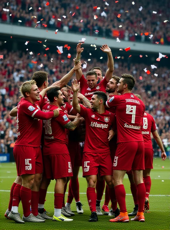 Arminia Bielefeld players celebrating their DFB-Pokal victory.