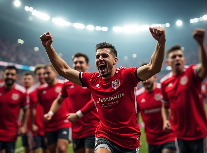 Bayer Leverkusen players celebrating a goal during a Bundesliga match.