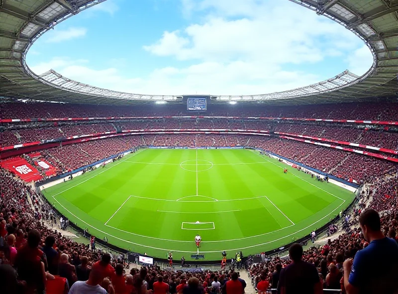 A view of the BayArena stadium in Leverkusen during a match.