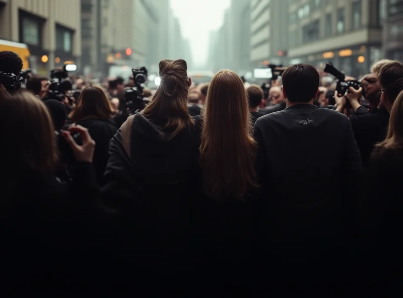 A grieving family surrounded by paparazzi