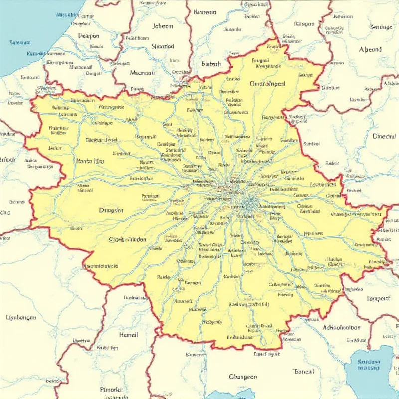 Map of the Liberec region in Czech Republic