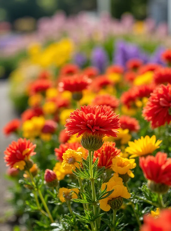 A close-up photograph of a well-maintained flower bed in Dydnia, showing the care and attention to detail.