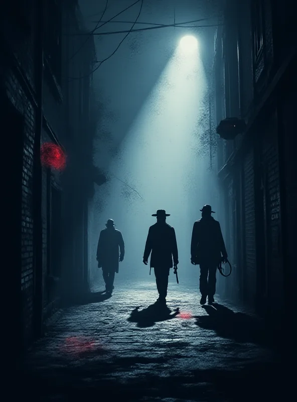 A stylized image representing crime investigation, with silhouettes and forensic elements.