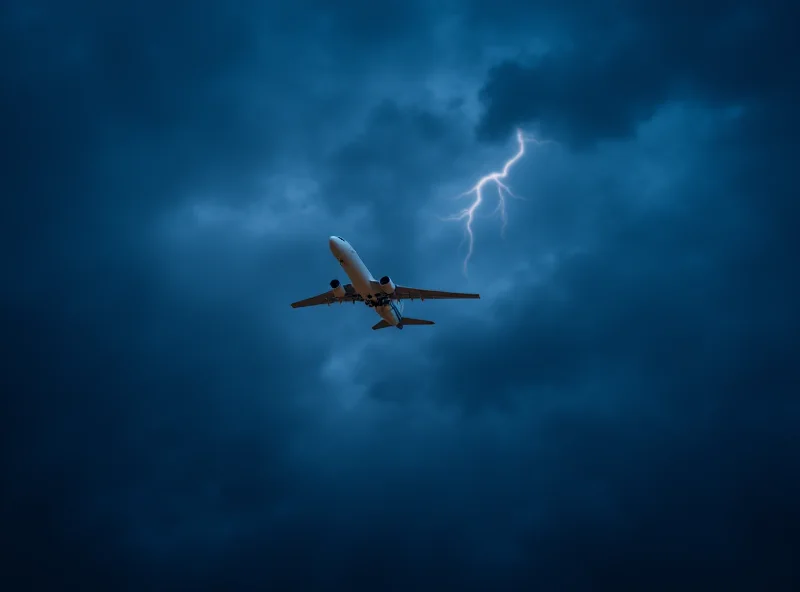 Airplane struck by lightning during flight.