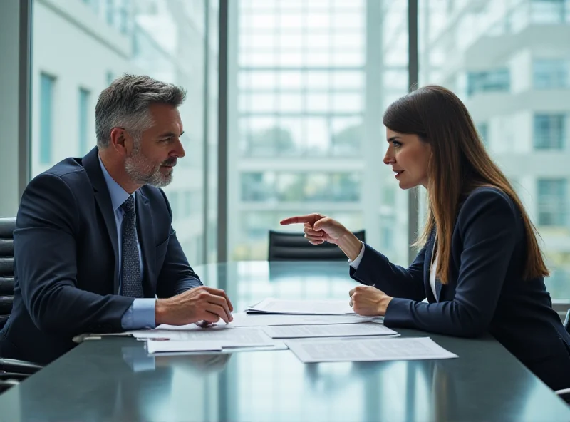 Negotiations between DAZN and LFP representatives in a modern office.