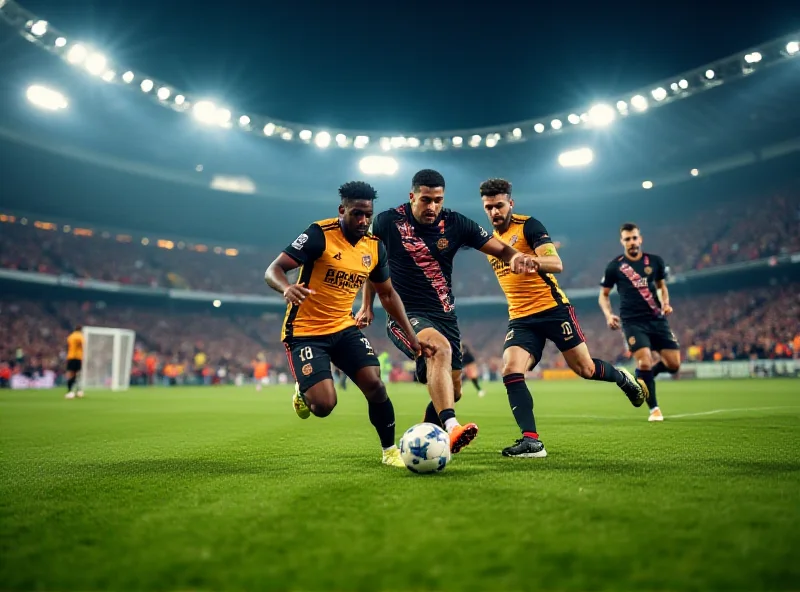 Soccer players battling for the ball during a Champions League match between Dortmund and Lille.