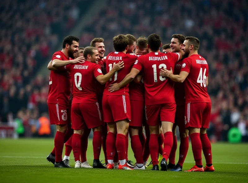 A jubilant Lille team celebrating a goal during their Champions League match against Dortmund.