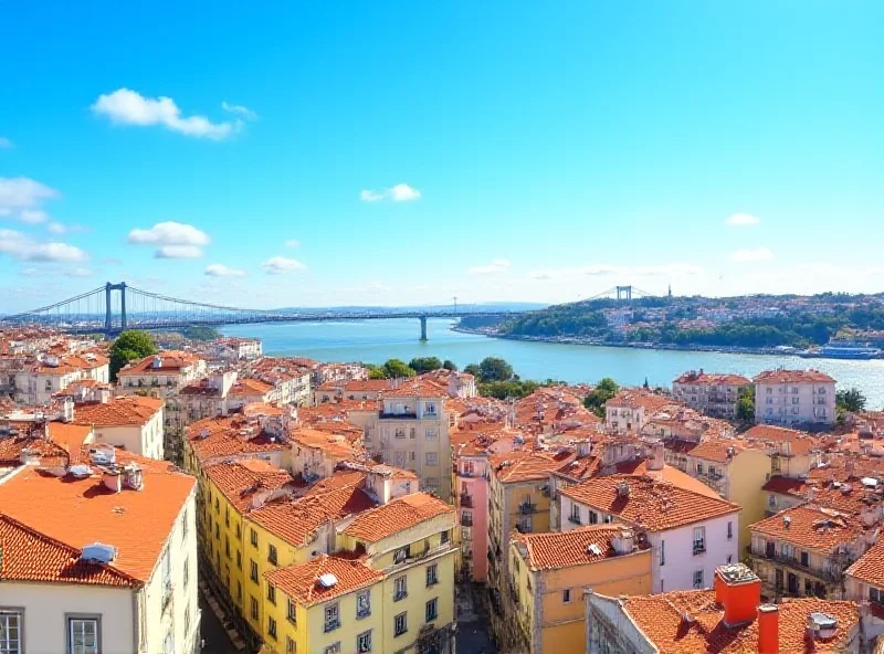 A panoramic view of Lisbon showcasing the city's architecture and the Tagus River.