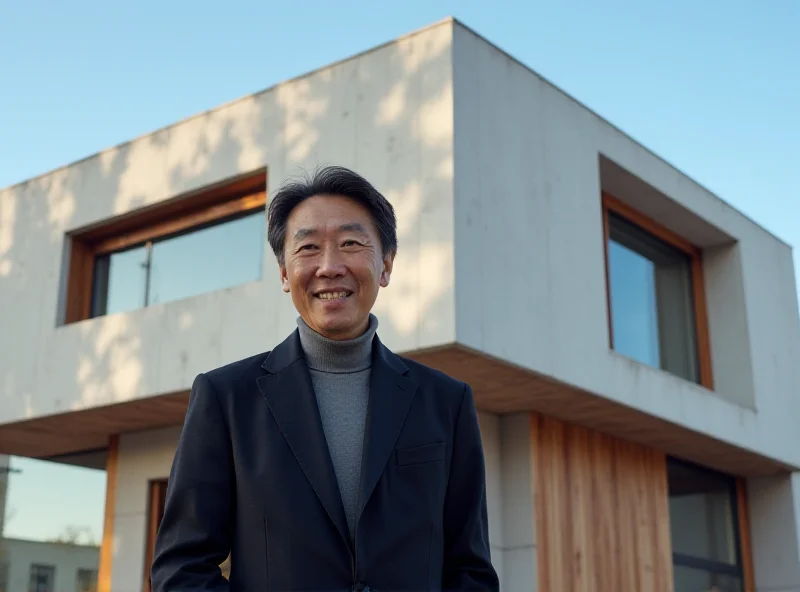 Architect Liu Jiakun standing in front of one of his buildings.