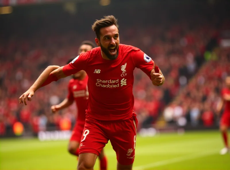 Luis Diaz celebrating a goal for Liverpool against Newcastle