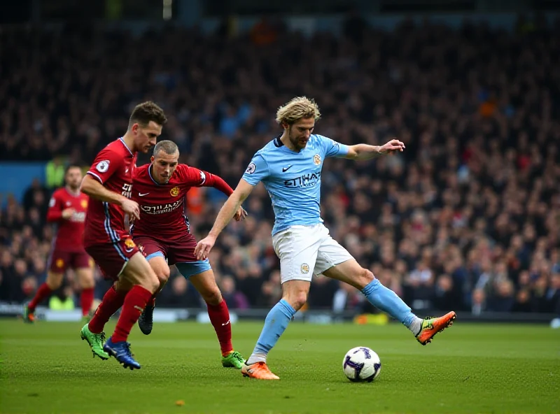 Action shot of Erling Haaland kicking the ball during a Premier League match against Tottenham.