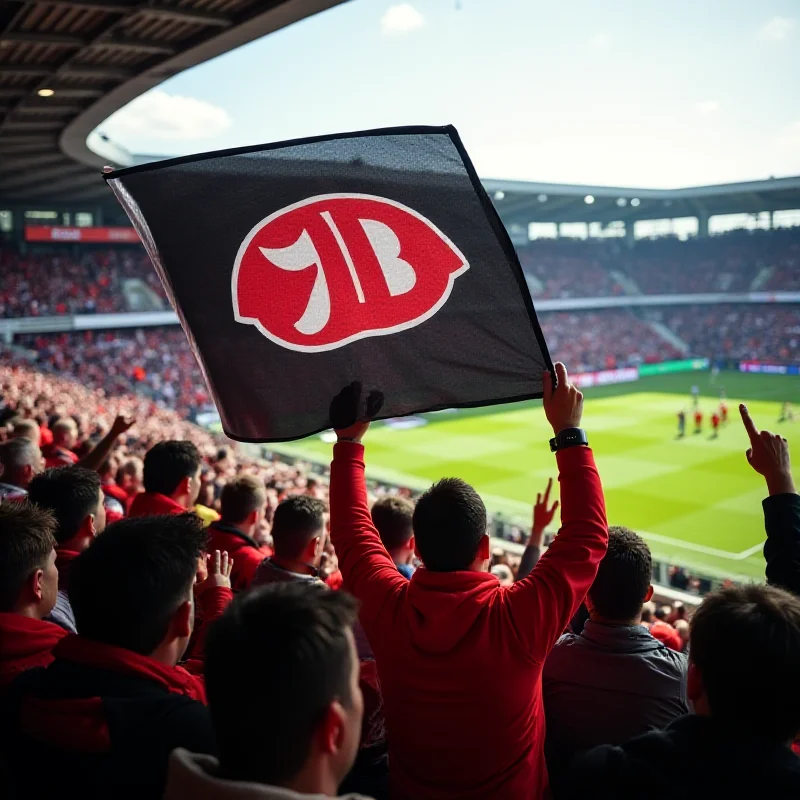 Eintracht Braunschweig fans holding up a banner during a soccer match.