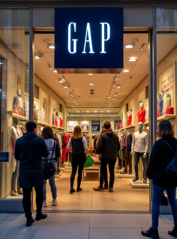 A modern Gap store front with people shopping