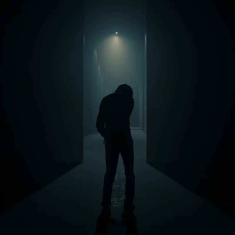 A silhouette of a person standing alone in a dark and empty room, conveying feelings of isolation and despair.