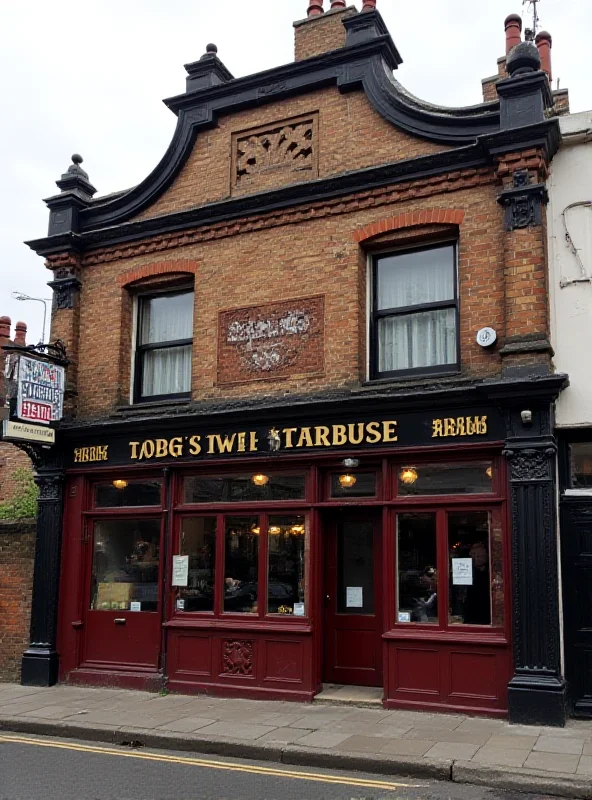 Exterior of a historic pub in South London with a sign indicating its former name was 'Ziggy Stardust'.