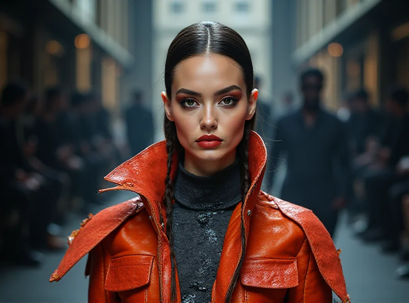 A model walks the runway at London Fashion Week.