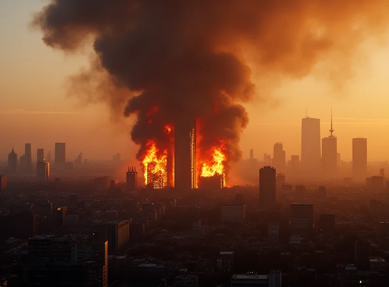 Thick smoke billowing across the London skyline during a fire.