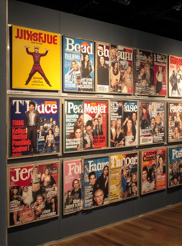 A collection of The Face magazine covers on display at the National Portrait Gallery, showcasing iconic imagery and influential figures.