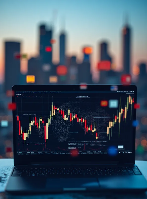 Image of a laptop displaying a global stock market chart with various flags of different countries around it, representing global investment opportunities.