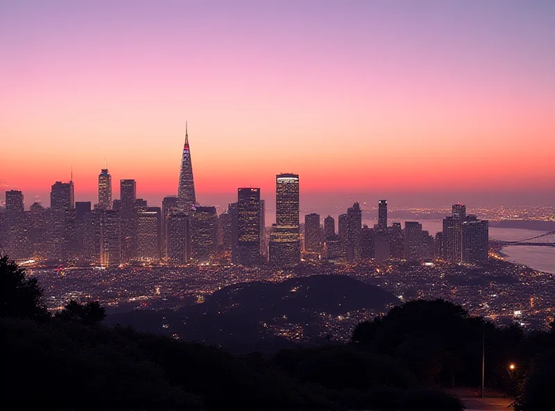 A panoramic view of the San Francisco skyline at dusk.