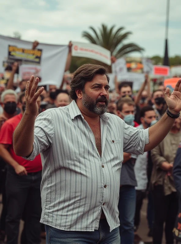 Guilherme Boulos speaking to a crowd at a political rally.