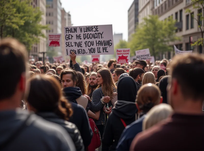 Crowd protesting