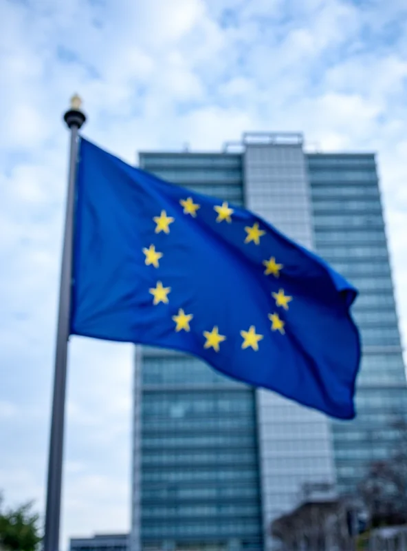 European Union flag waving in front of the Berlaymont building in Brussels