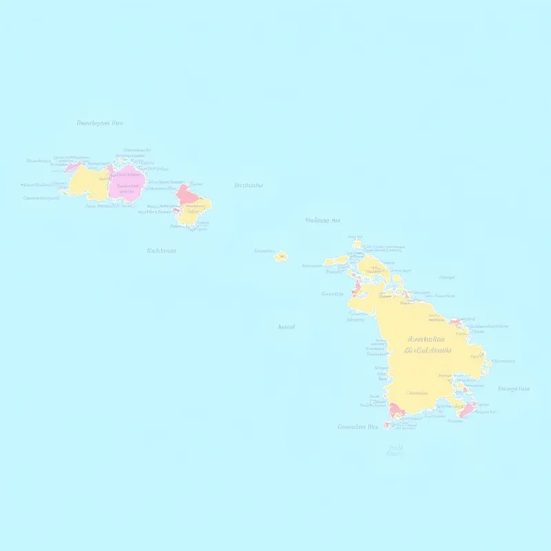 A map of New Caledonia with its islands and territories highlighted.