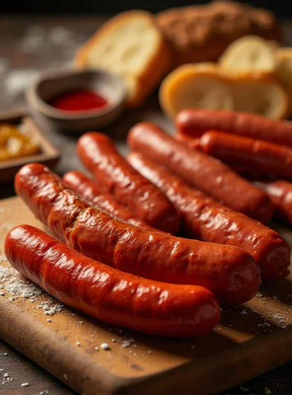 Close-up of Swedish sausages at Vikingbox in Madrid