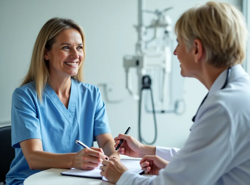 A patient taking notes during a doctor's appointment.