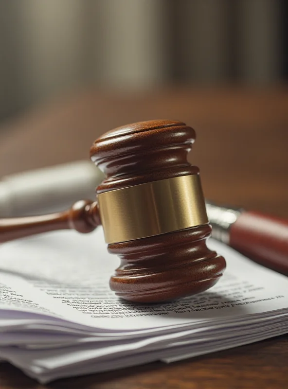 A gavel resting on a stack of legal documents, symbolizing the upcoming ruling on the Duta Enclave land dispute.