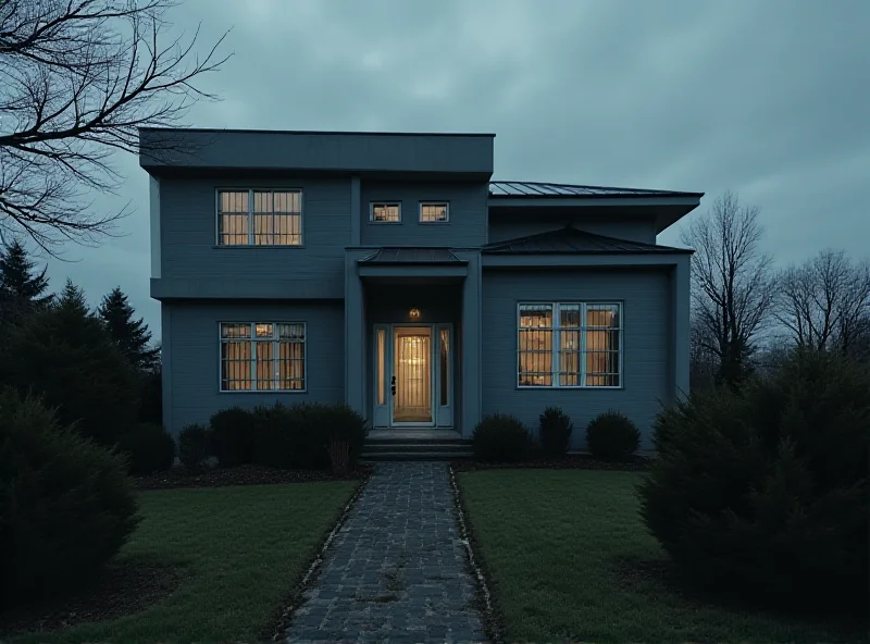 Conceptual image of a house with bars on the windows, representing house arrest.