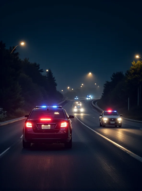 Police car chasing a vehicle at high speed