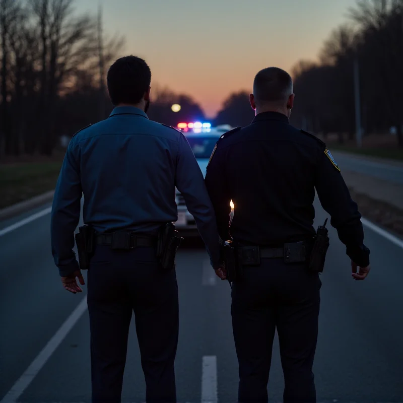 Police arresting two suspects after a chase