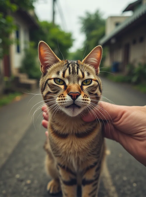 Image of a stray cat being cared for