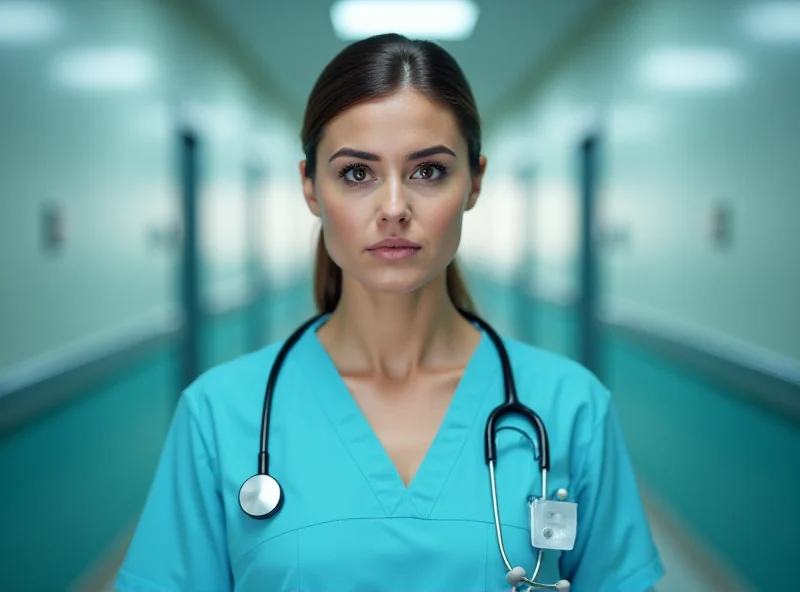 Image of a nurse in uniform looking concerned.