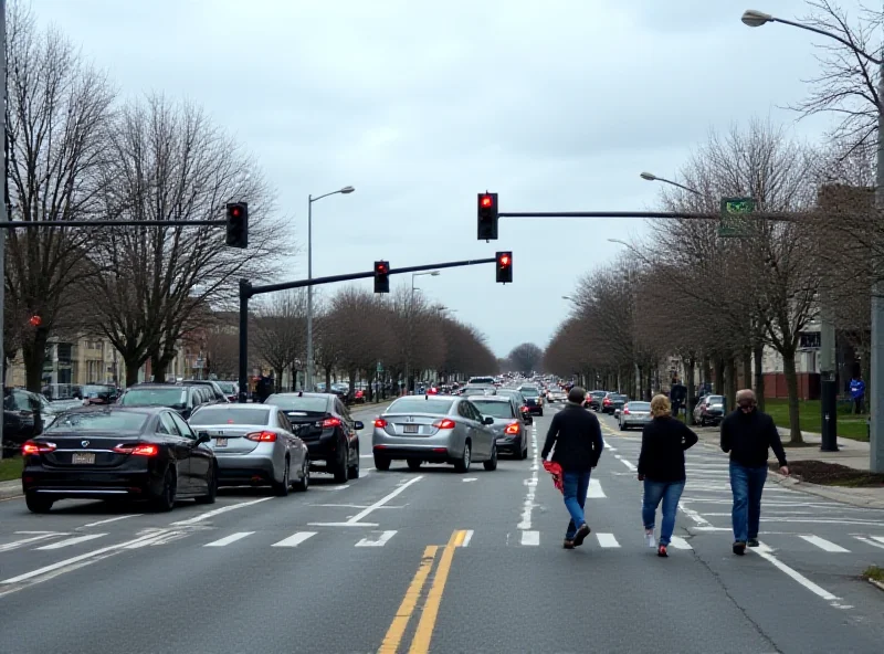 Traffic light intersection with cars stopped