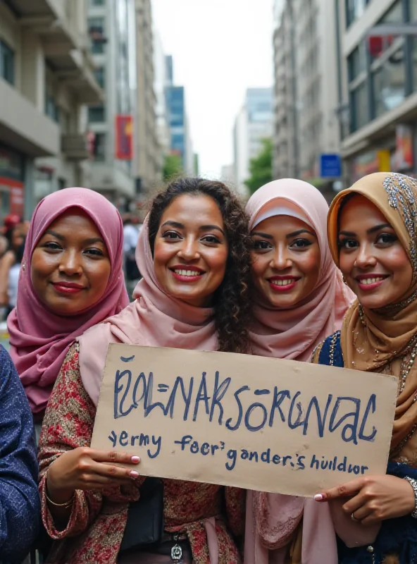 A group of diverse women in Malaysia advocating for equality