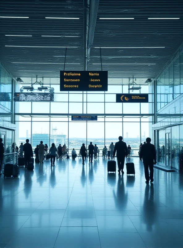 A modern airport terminal with international arrivals signs