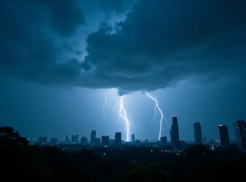 Image of dark storm clouds over a city skyline in Malaysia