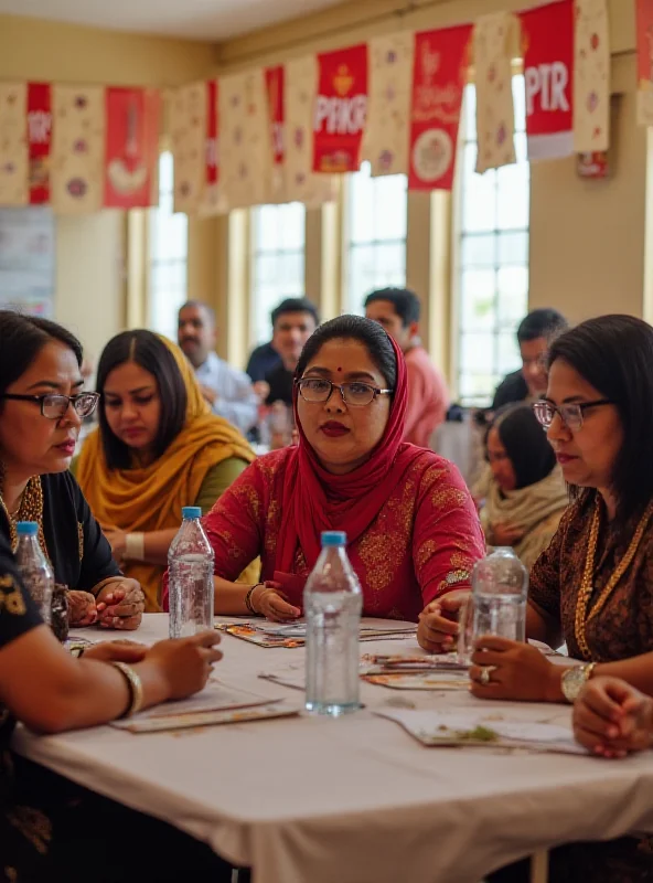 A group of women leaders from PKR sitting at a table during a meeting.