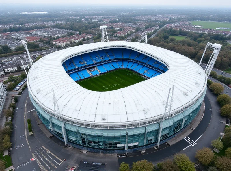 Aerial view of the Etihad Stadium, home of Manchester City