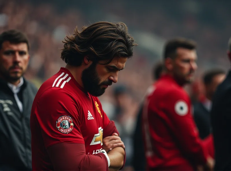 Alejandro Garnacho looking dejected on the bench after being substituted in a football match, with Ruben Amorim observing from the sidelines.