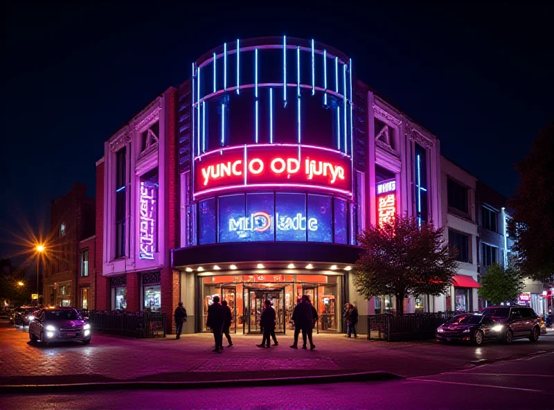 Exterior shot of the Co-op Live venue in Manchester, lit up at night.